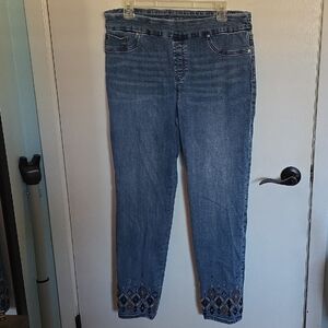 Chico's Blue Cropped Jeans with Embroidery